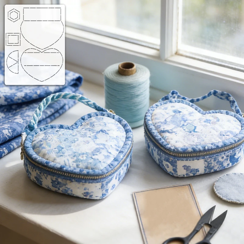 YOMDID 1pc  Handmade DIY Pattern-Tracing Patchwork Template, DIY Heart-Shaped Patchwork Storage Box PET Sewing Template