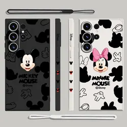 Disney Mickey Mouse Minnie etui do Samsung Galaxy S23 S24 Ultra 5G S21 S10 S20 FE S9 S8 Note 20 Ultra 10 Plus kwadratowa torba na płyn