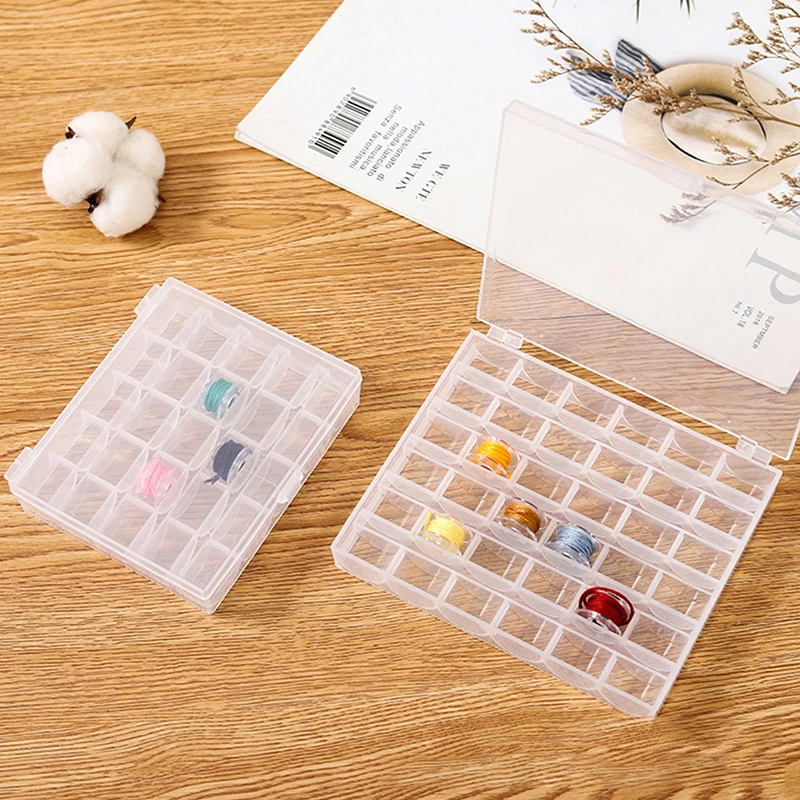 Boîte de rangement pour Végétde machine à coudre, 36 fentes, étui à bobine, boîte de rangement pour Végétde fil, plastique transparent, boîte de support transparente