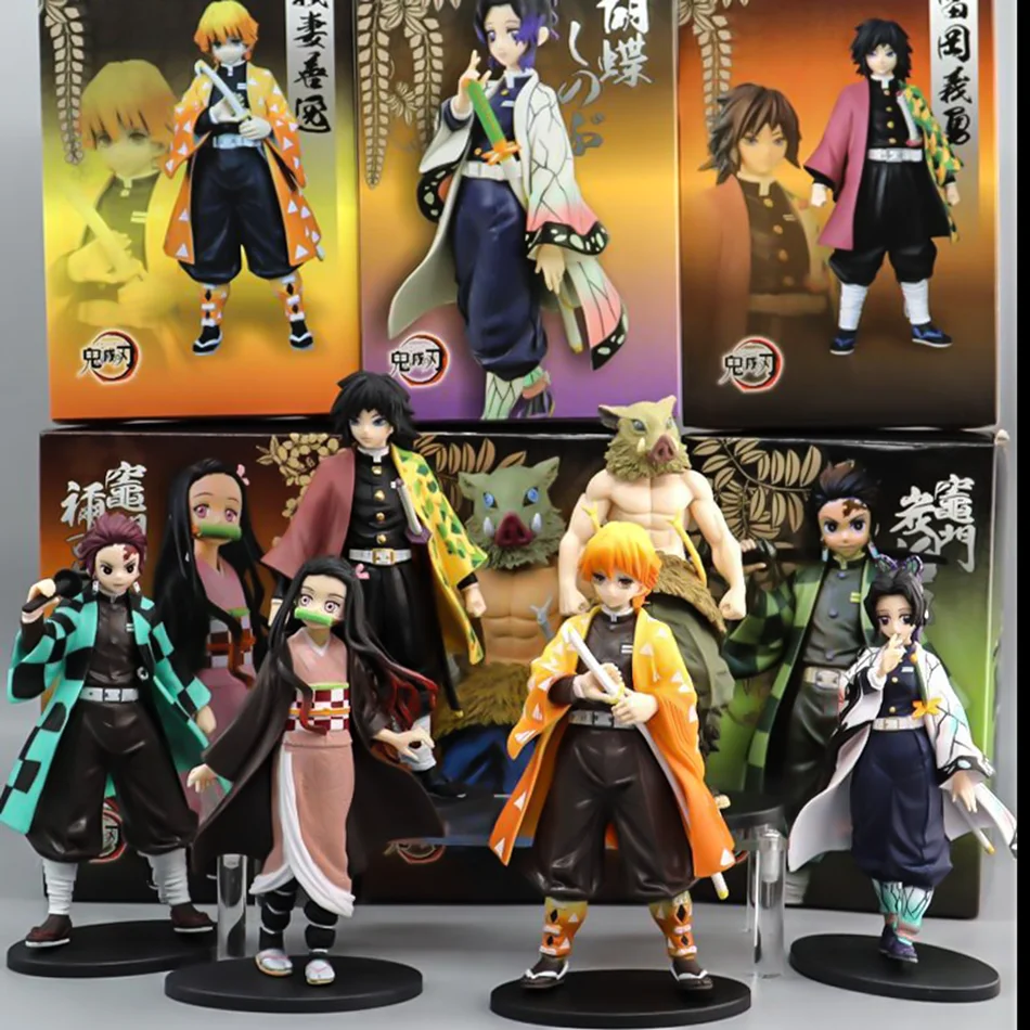 Figura oficial de Anime Demon Slayer Kimetsu no Yaiba Kamado Tanjirou figura de acción Agatsuma Zenitsu Nezuko Warrior juguetes en miniatura de PVC