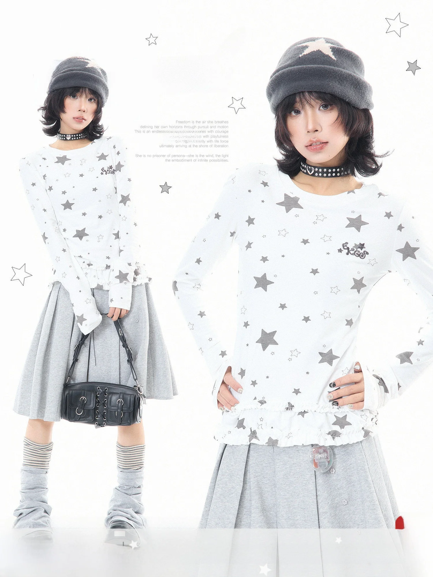 

MKGO Korean Sle Long Sve T-irt Women's Slim Fit Printed Hem Spring Casual Straight Tube Top Soft Comfortable Base irt