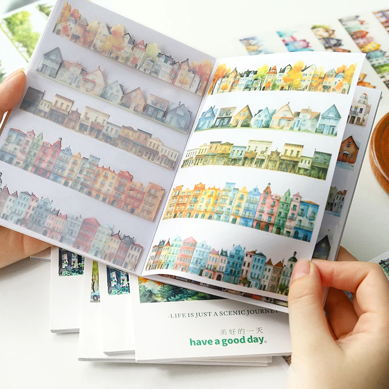 

20 pcs/book PET Die cut Stickers Long strip landscape Decorative handmade Scrapbooking Material Diary Album Craft Supplies ﻿