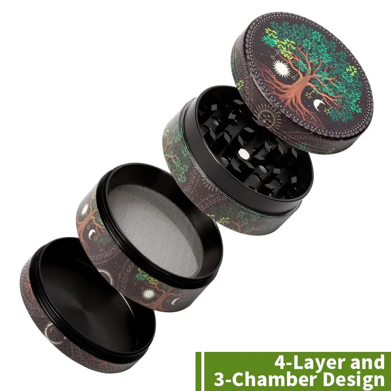 50mm Herb Grinder Zinc Alloy 4 Layers Hopeful Tree Cigarette Tobacco Crusher Magnet Adsorption Smoking Accessories
