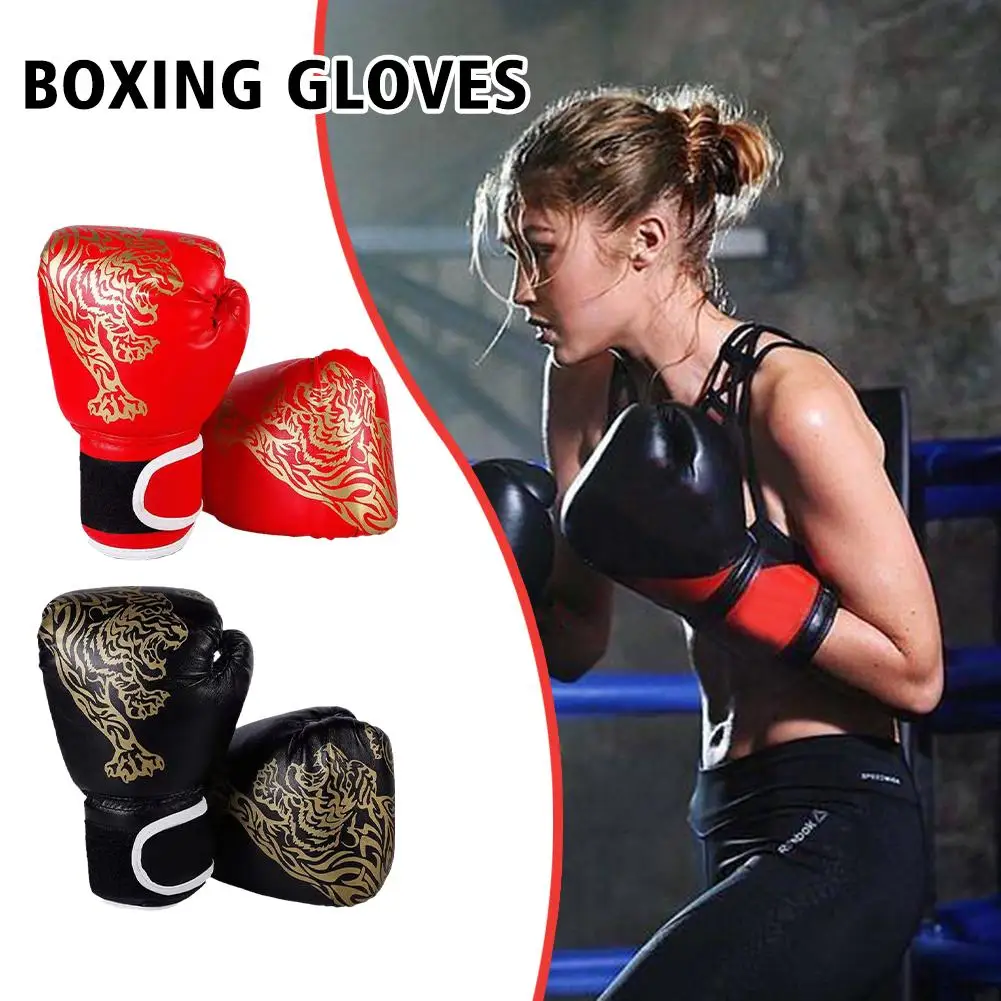 Boxing Gloves Professional Tiger Breathable PU Leather Boxes Boxing Thai Gloves Sanda Thai Thai Fight Gloves Gloves Flame M H0T9