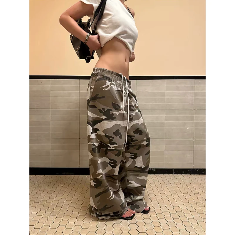 YIBASHU Women Camouflage Baggy Sweatpants Y2k Pants Harajuku Dance Pants Japanese 2000s Style Vintage Oversize Trousers Clothes