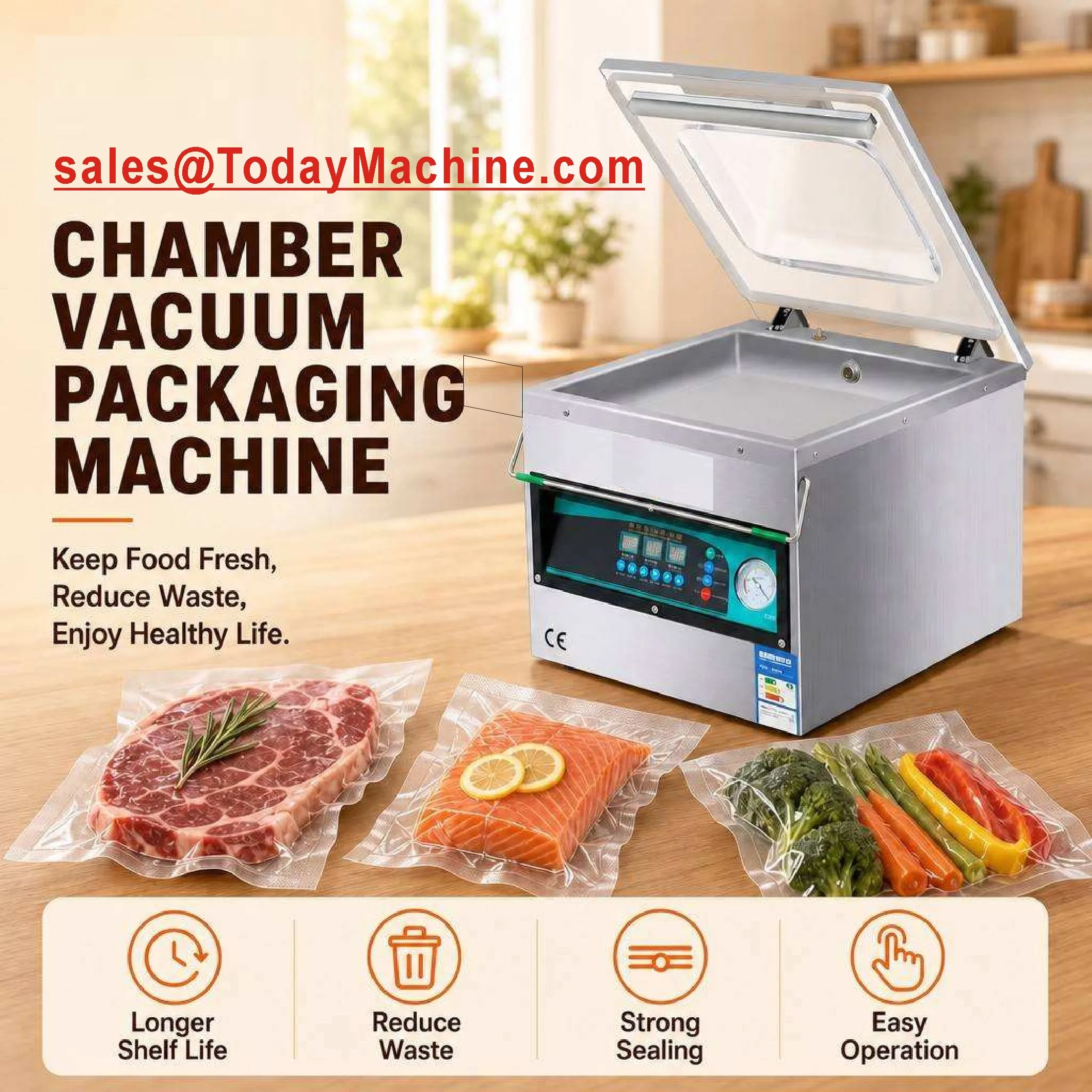 Meat Vegetables Snacks and Bags/Film Packaging Stainless Steel Manual Food Vacuum Sealer