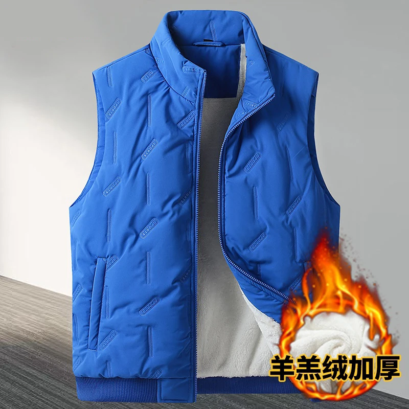 Thickened Vest Men\'s 8XL 9XL 10XL Plus Size Autumn and Winter Lamb Down Cotton Outer Wear Vest Waistcoat Plus Velvet Top