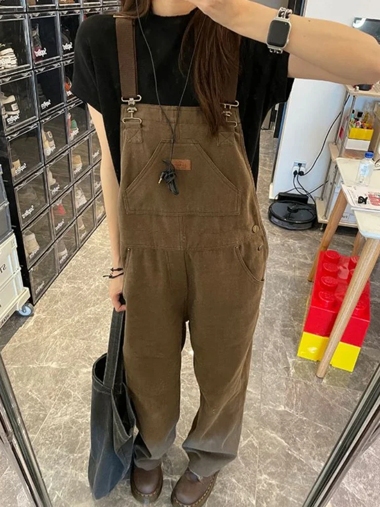 Overalls Frauen Retro Preppy Herbst Design Lose Täglichen Alle-spiel Freizeit Mode Ulzzang Einfache Streetwear Persönlichkeit Studenten