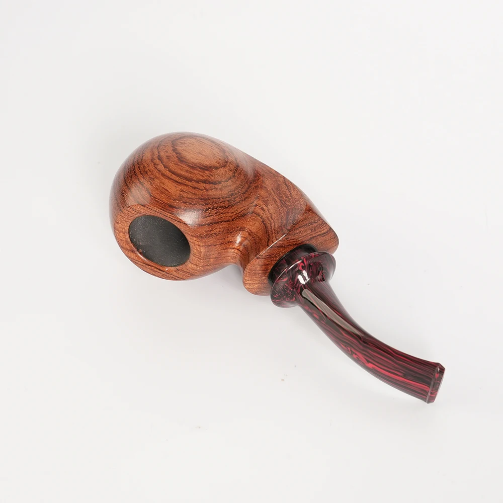 MUXIANG imported rosewood tobacco pipe apple cavity design 3mm flue bowl diameter 21.5mm wood pipe colorful acrylic pipe mouth