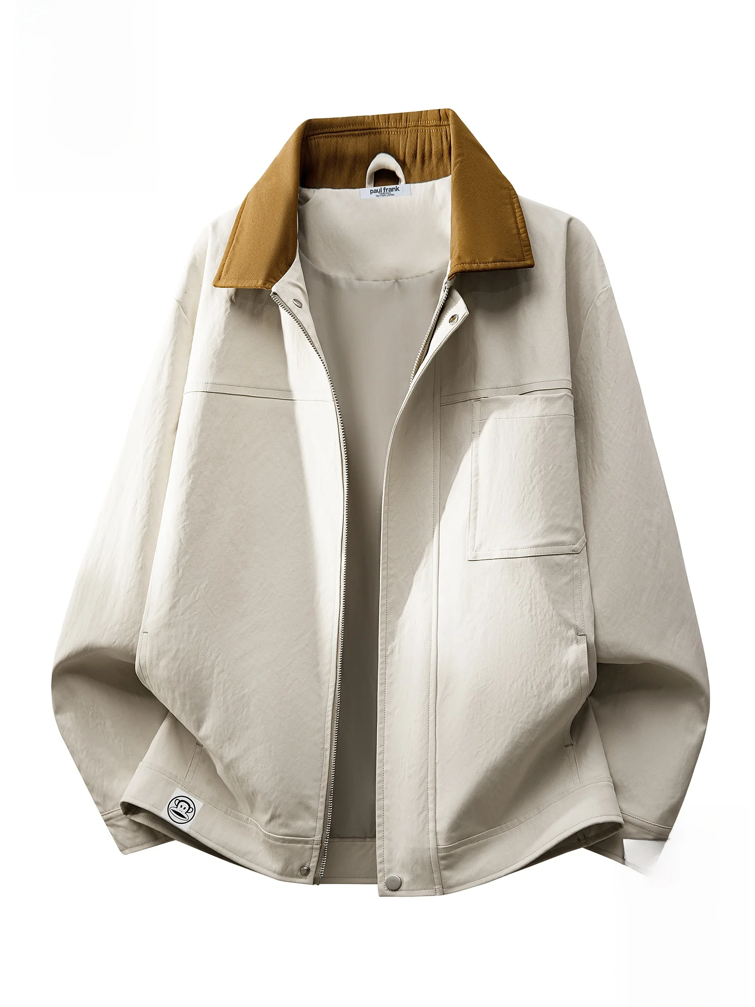 

PaulFrank American Retro Emba Sle Men's Jaet Spring Casual Trendy Color Blo Collar Coat Loose Fit Polyester Fiber