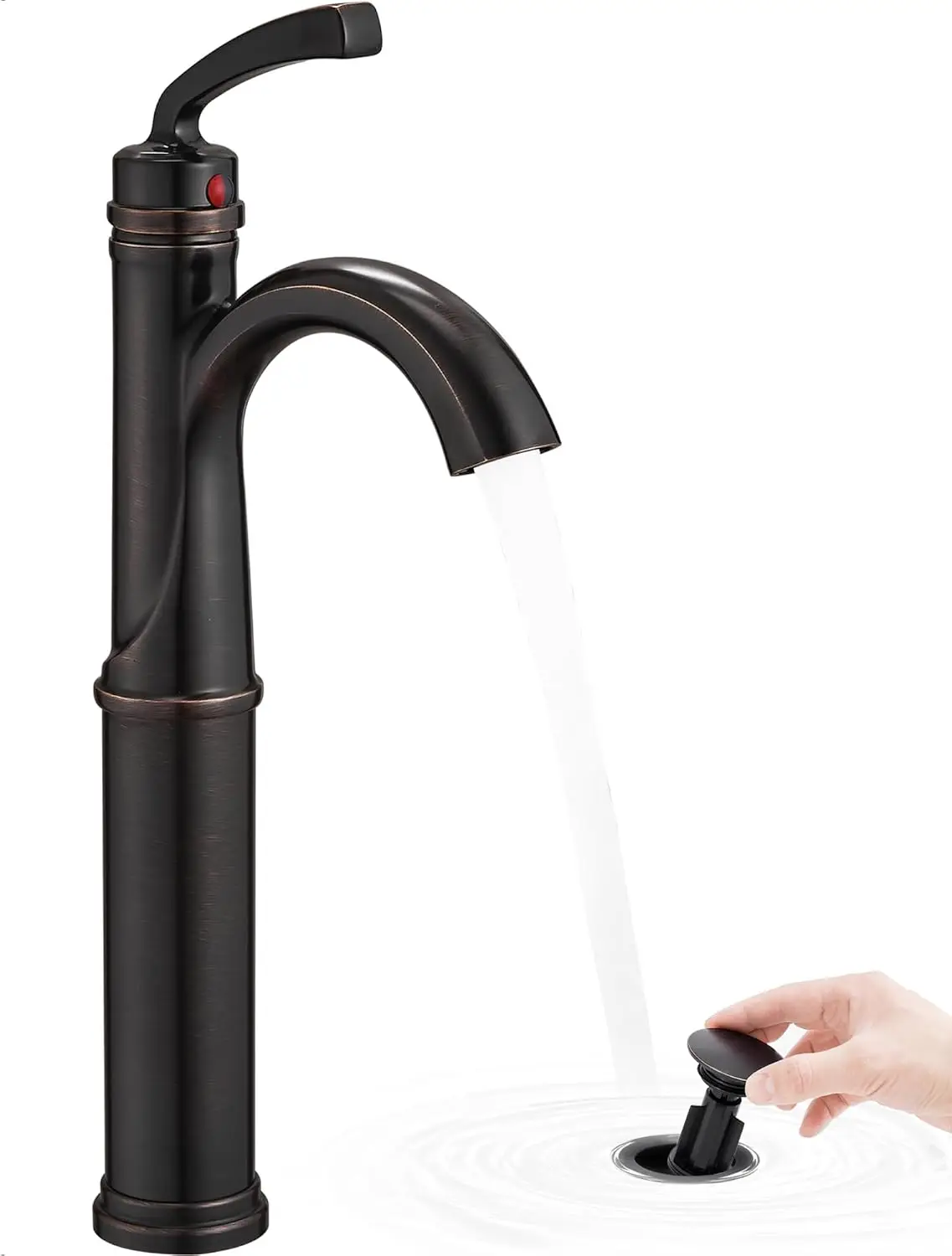 

Oil Rubbed Bronze Vessel Sink Faucet, 12.6 Inch Tall Single Handle with Pop Up Drain for Farmhouse Basin