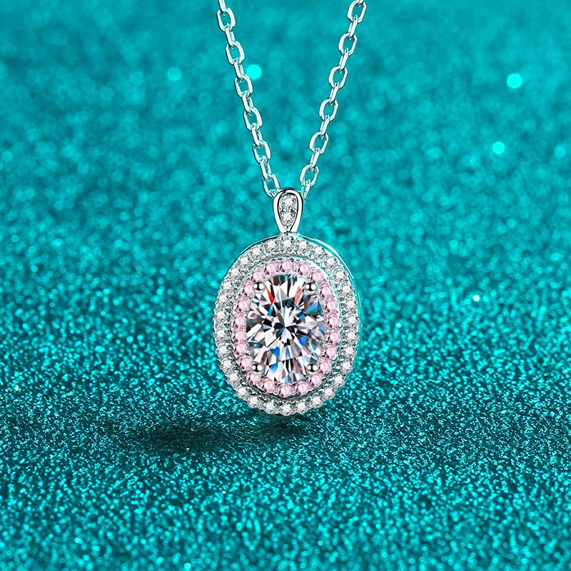 

Platinum PT950 18K White Gold 1ct Moissanite Necklace Pendant for Women Egg Jewelry AAA Moissanite Certification