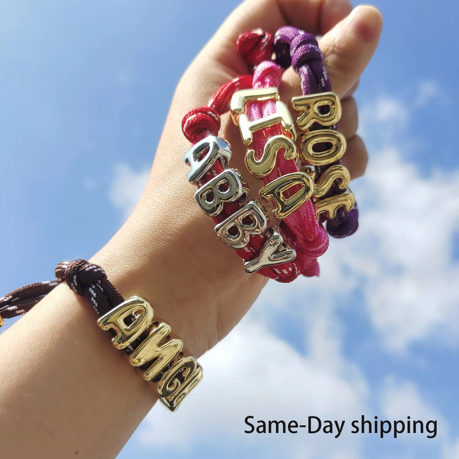 Custom Name Bracelets DIY Handmade Weave Braided String Letter Bracelet For Women Personalized Stainless Steel Bracelets Jewelry