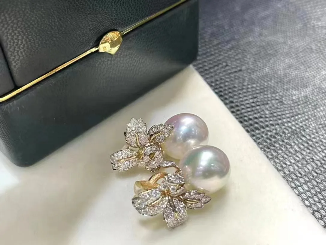 MJ  Fine Jewelry 925 Sterling Silver Oval to Round 10-11mm Nature Fresh Water White Pearls Drop Dangle Earrings Present