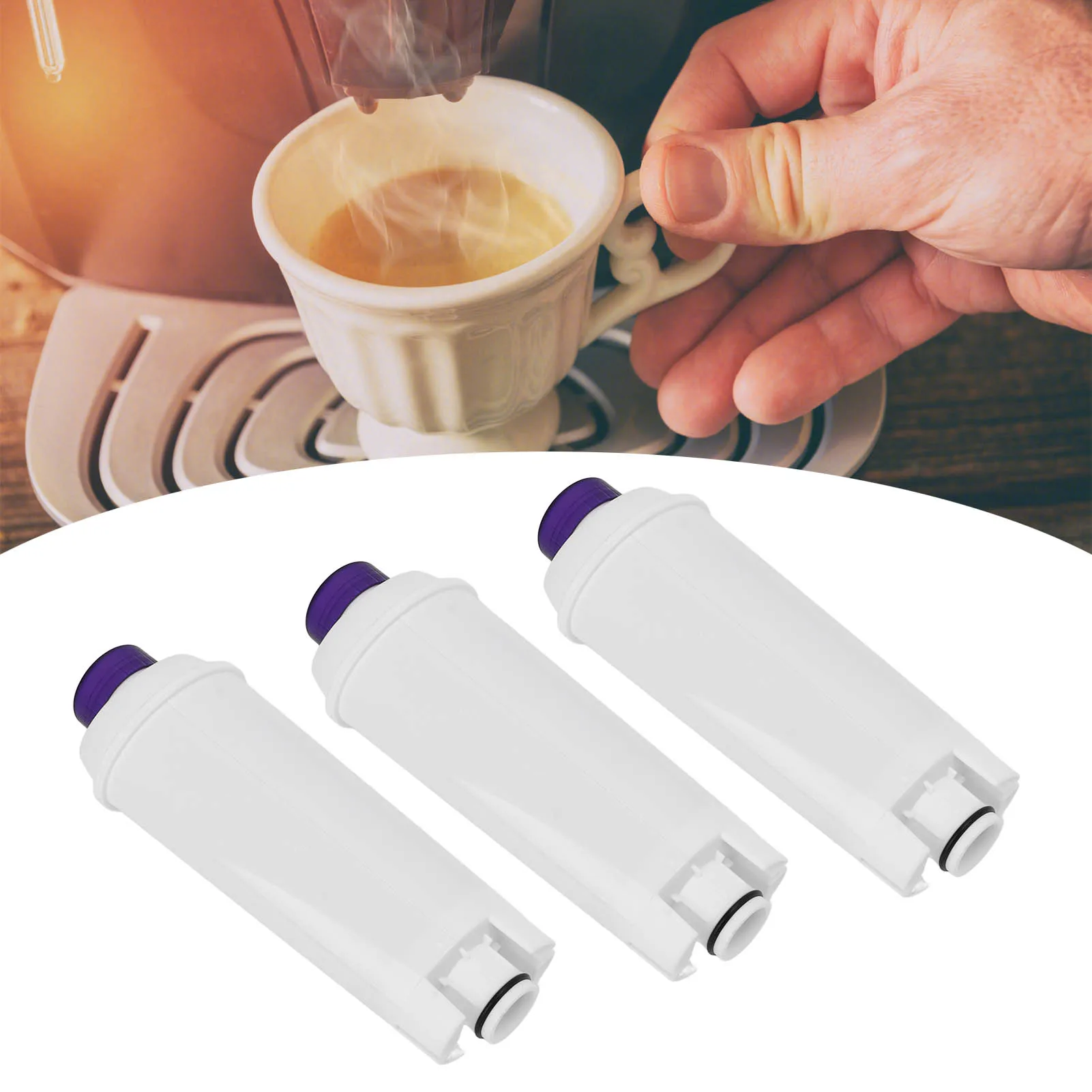 3pcs Replacement Water Filter Cartridges Compatible with Delonghi DLSC002 Automatic Coffee Machine Activated Carbon Softener