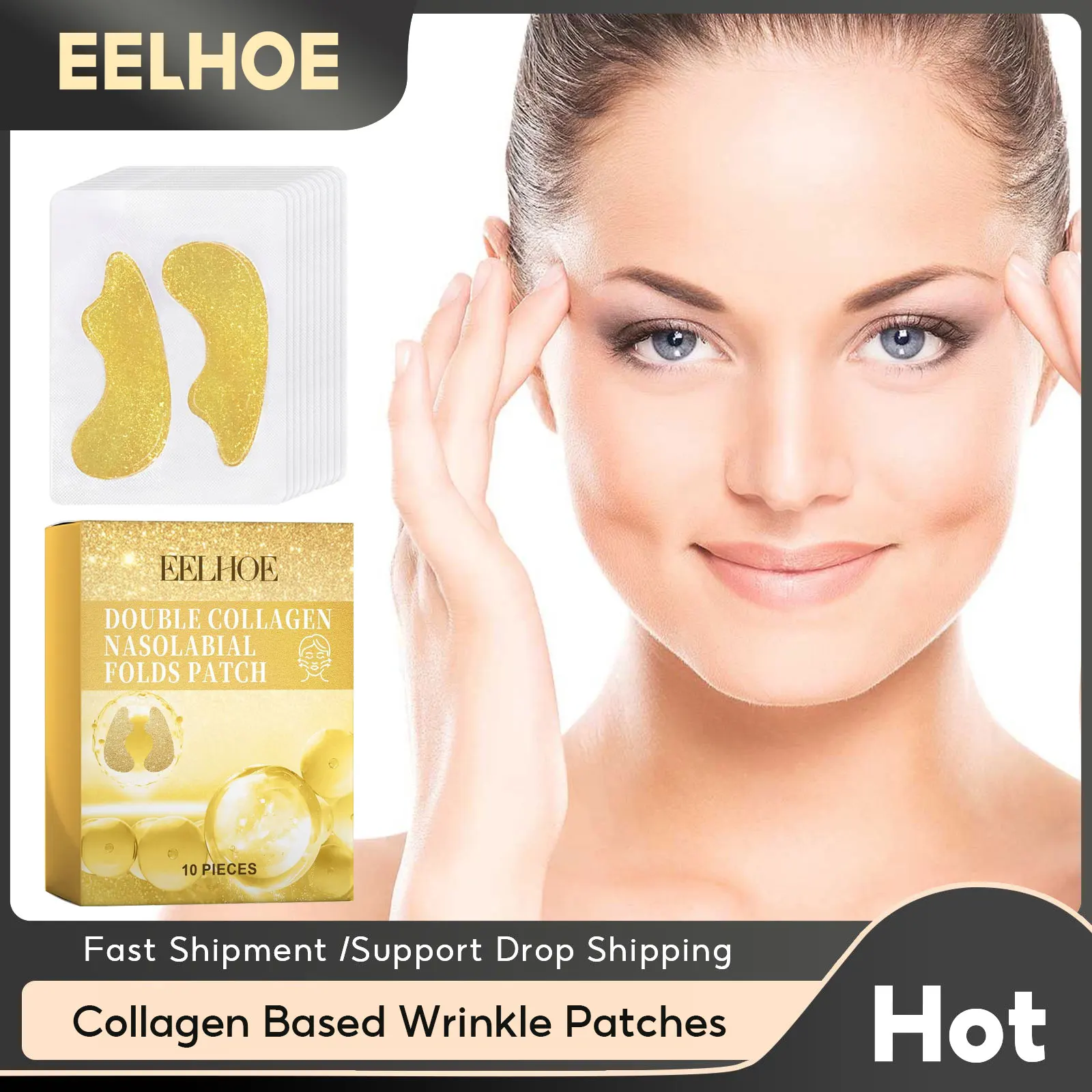 

EELHOE Collagen Wrinkle Sticker Reusable Skin Moisturizer Nasolabial Remover Hyaluronic Acid For Face Lift Skin Care Patch 10pcs