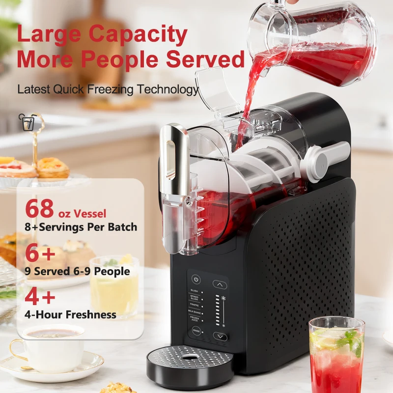 ماكينة طين، ماكينة صنع مشروبات Fro-Zen الاحترافية سعة 2 لتر، 5 برامج محددة مسبقًا وتحكم مستقل في درجة الحرارة، من أجل Frappes، Milkshake