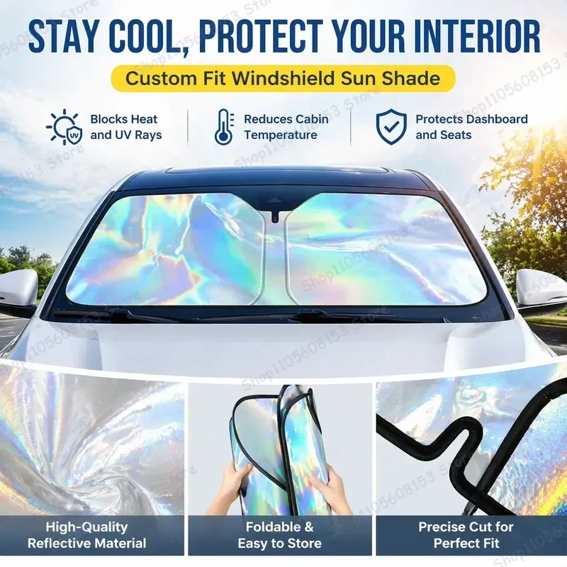 For Jaguar I-PACE Foldable Windshield Sun Shade UV Reflective Car Sun Protector Interior Accessory Heat Reduction Cooling