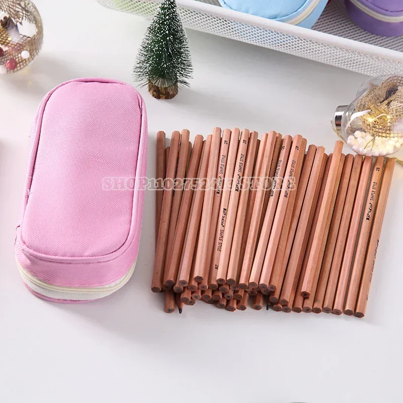 Star Kirbys Pencil Case Cute Cartoon Printed Watertight Large Capacity Pink Canvas Boxes Student Stationery Box Birthday Gift view 2