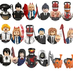 Japan Anime Figures Chainsaw Man Denji Pochita Katana Assembled Building Blocks Minifigure Children's Kids Educational Gift