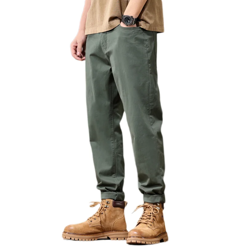 Men's oversized casual pants, slim fit Harlan pants, men's 2024 European and American fashion loose solid color casual pants
