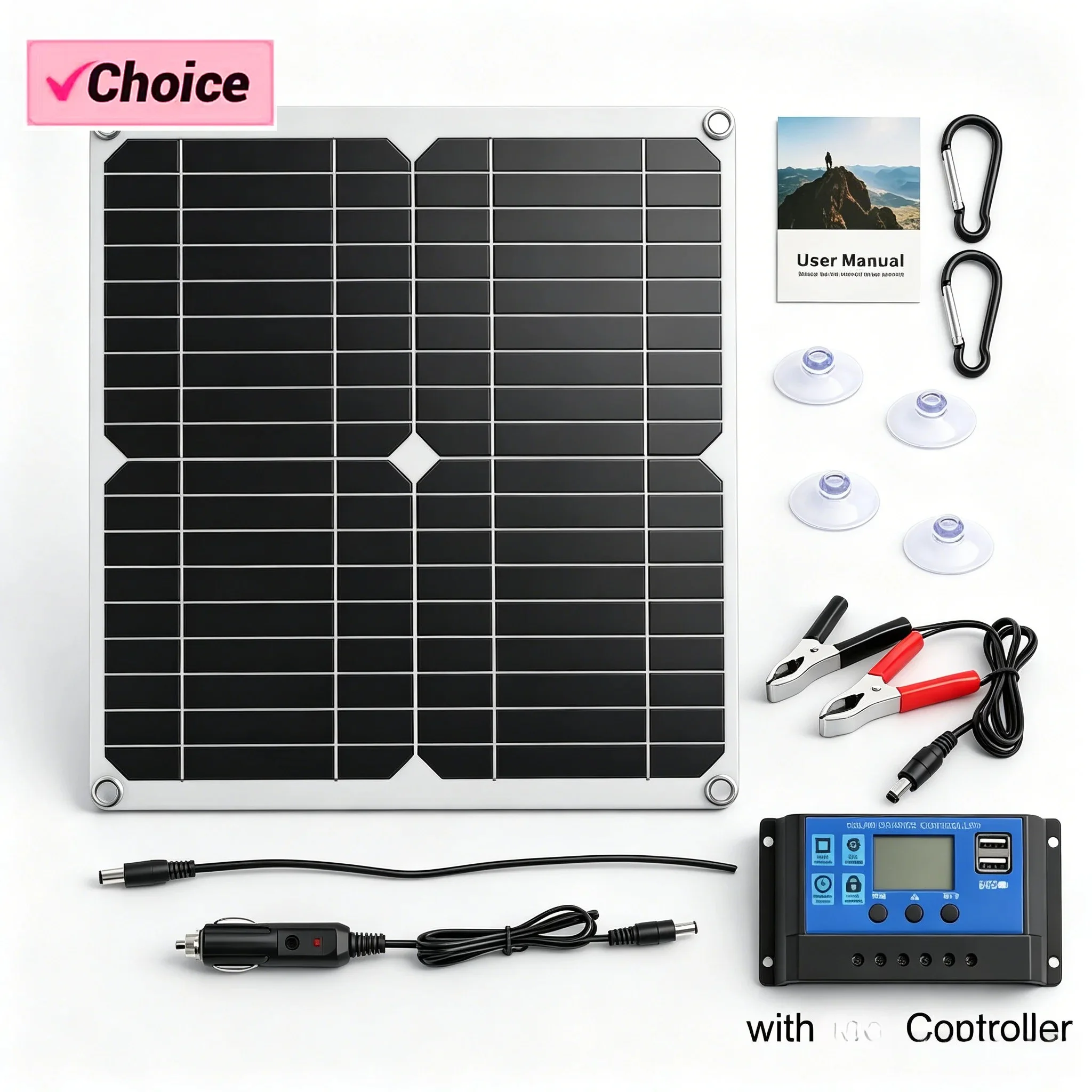 Solar Panel Charger 12V Solar Cell With 100A Controller Solar Charge for Phone RV Car Phone PAD Charger Outdoor Battery Supply