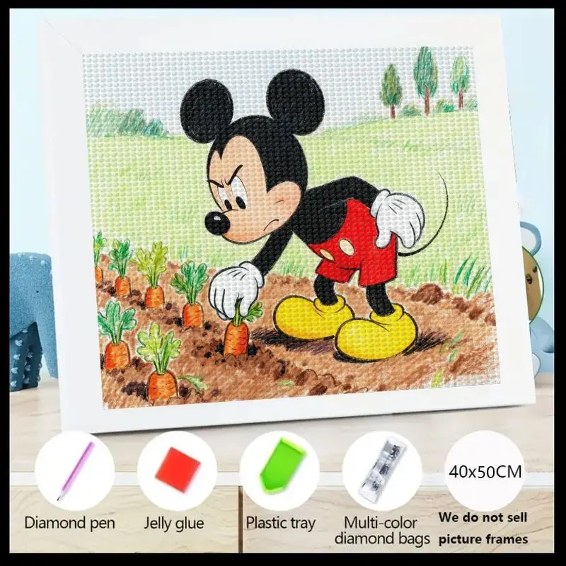 

1 шт. милый Дисней Микки Маус 5D алмазная живопись полный комплект дрели, сделай сам мультфильм садовая сцена драгоценный камень искусство, круглая картина со стразами f