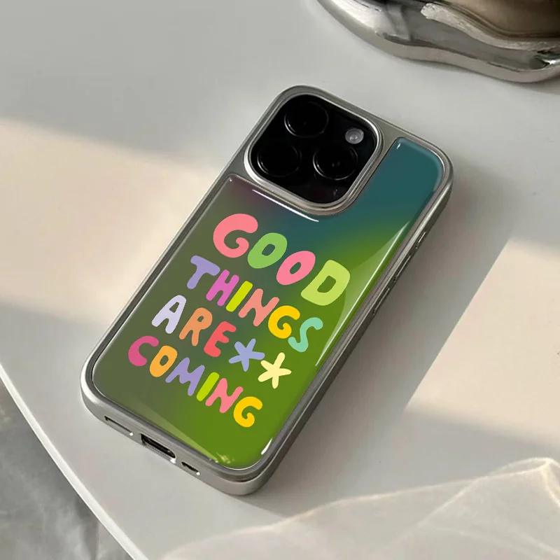 Hochwertige Handyhülle „Good Things Are Coming“ für iPhone 11/12/13/14/15/16/17 Pro Max AIR PLUS Hydrogel-Schale