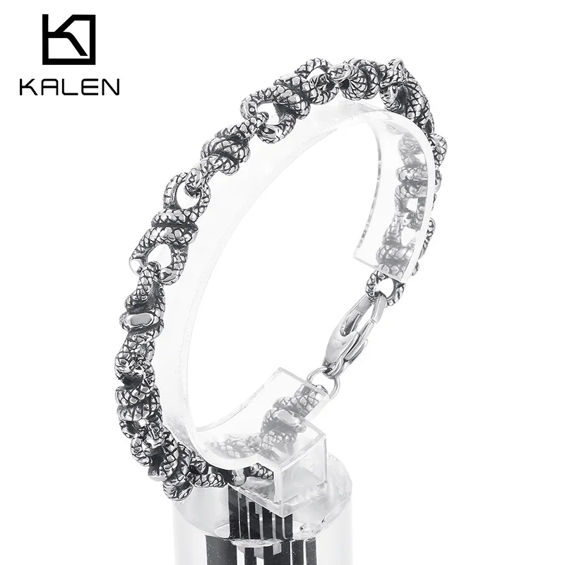 

KALEN Punk Personality Retro Titanium Steel Spirit Snake Winding Bracelet For Men Jewelry Boy Gift