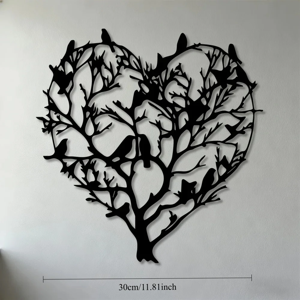 CIFBUY Iron Wall Art Heart Tree Metal Sign Waterproof For Home Living Room Indoor Outdoor Decor Rustic Hanging Plaque
