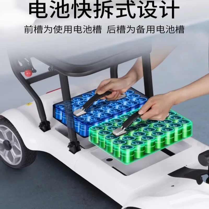 

Складной легкий электрический четырехколесный скутер для пожилых людей, путешествий, туризма и людей с ограниченными возможностями