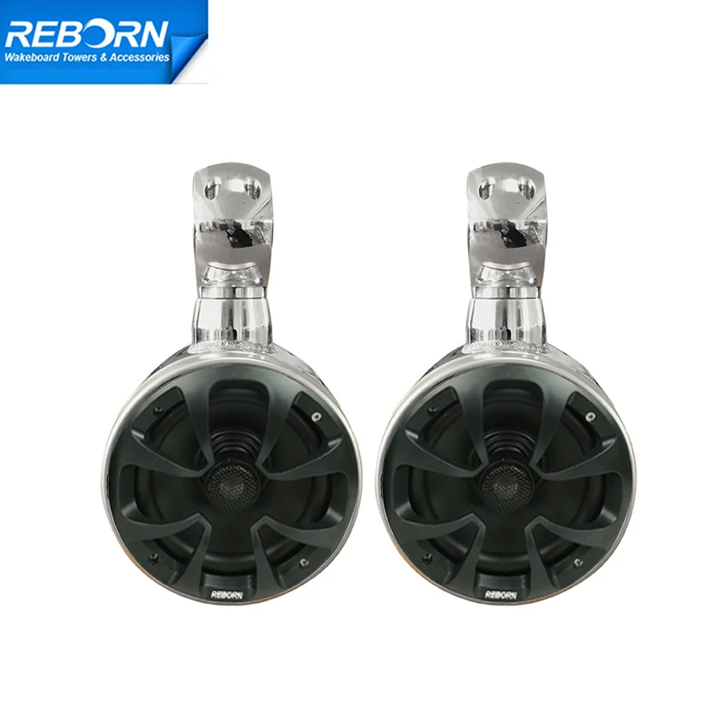 Reborn 6.5'' Single Rotatable Wakeboard Tower Waterproof Speaker in Pair, Polished Boat Speaker