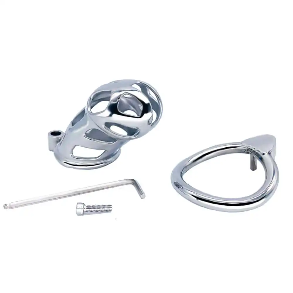 LUUK 304 Stainless Steel Male Chastity Cage Device Penis Bondage Cock Cage with Belt and Four Size Rings BDSM Adult Sex Toy
