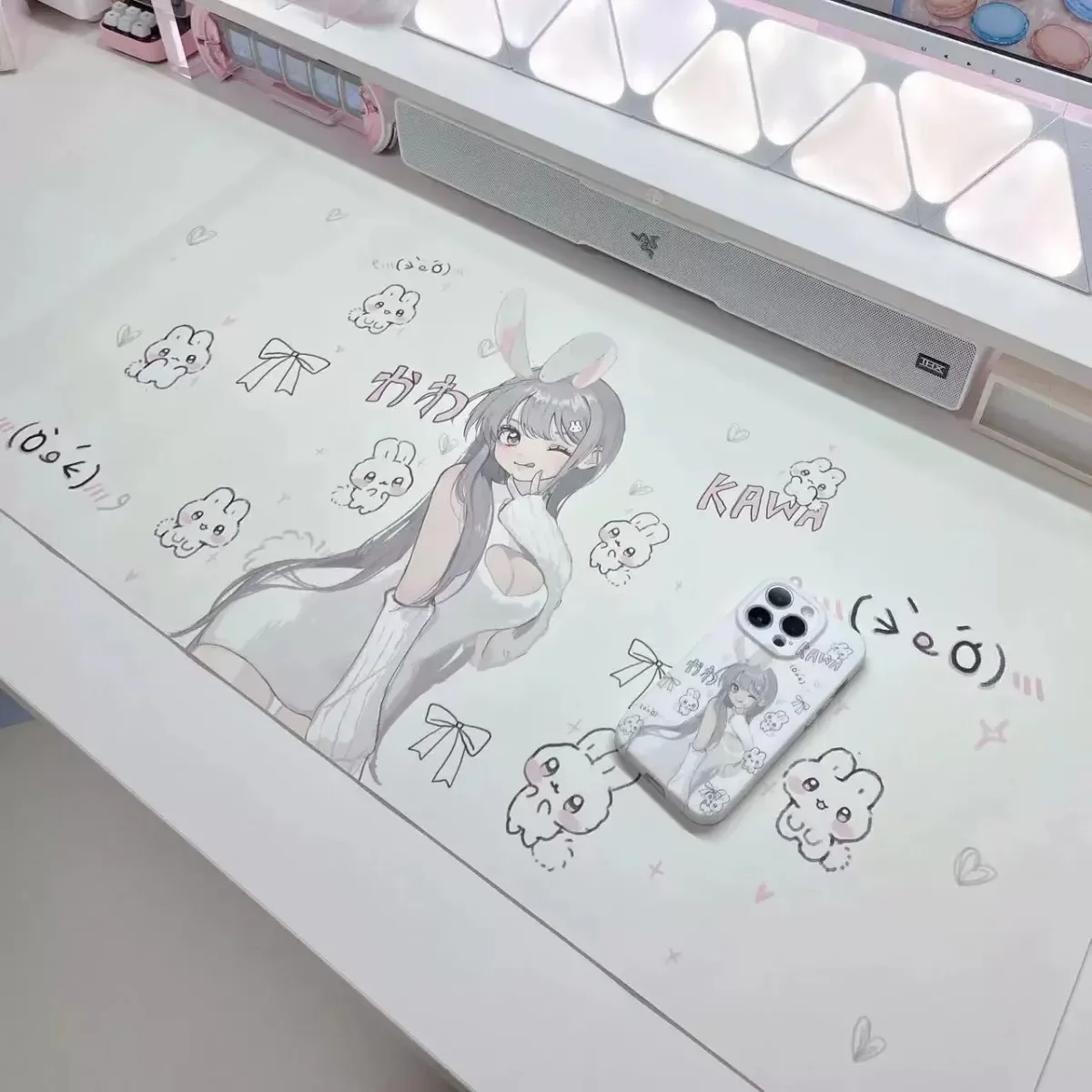 Alfombrilla de escritorio impermeable de diseño bonito de Anime Rabbit Girl, accesorios de ordenador, alfombrilla antideslizante para teclado y ratón, alfombrilla decorativa para escritorio de oficina