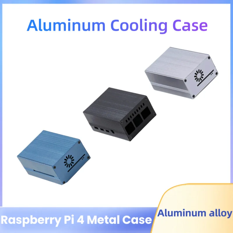 Carcasa de Metal para Raspberry Pi 4 Modelo B, potente ventilador de refrigeración incorporado, carcasa de aleación de aluminio