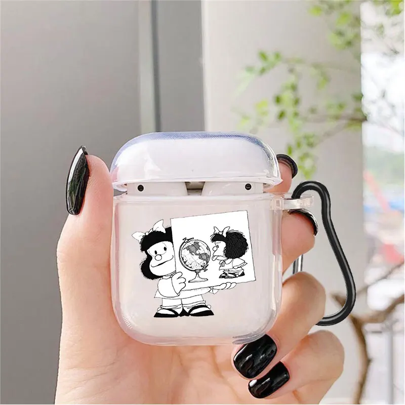 Cute Cartoon Mafalda Soft silicone TPU Case For AirPods Pro 1 2 3 NEW Pro2 Clear Wireless Bluetooth Earphone Box Cover