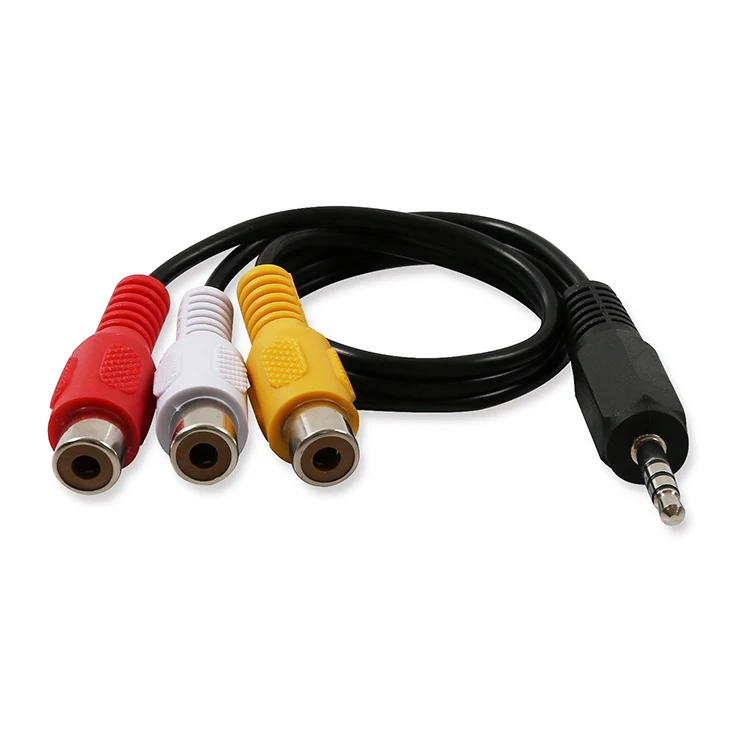 High Speed 3.5 mm Male Jack To 3 RCA Female Plug 1 in 3 Adapter Audio Converter Video AV Cable Wire Cord