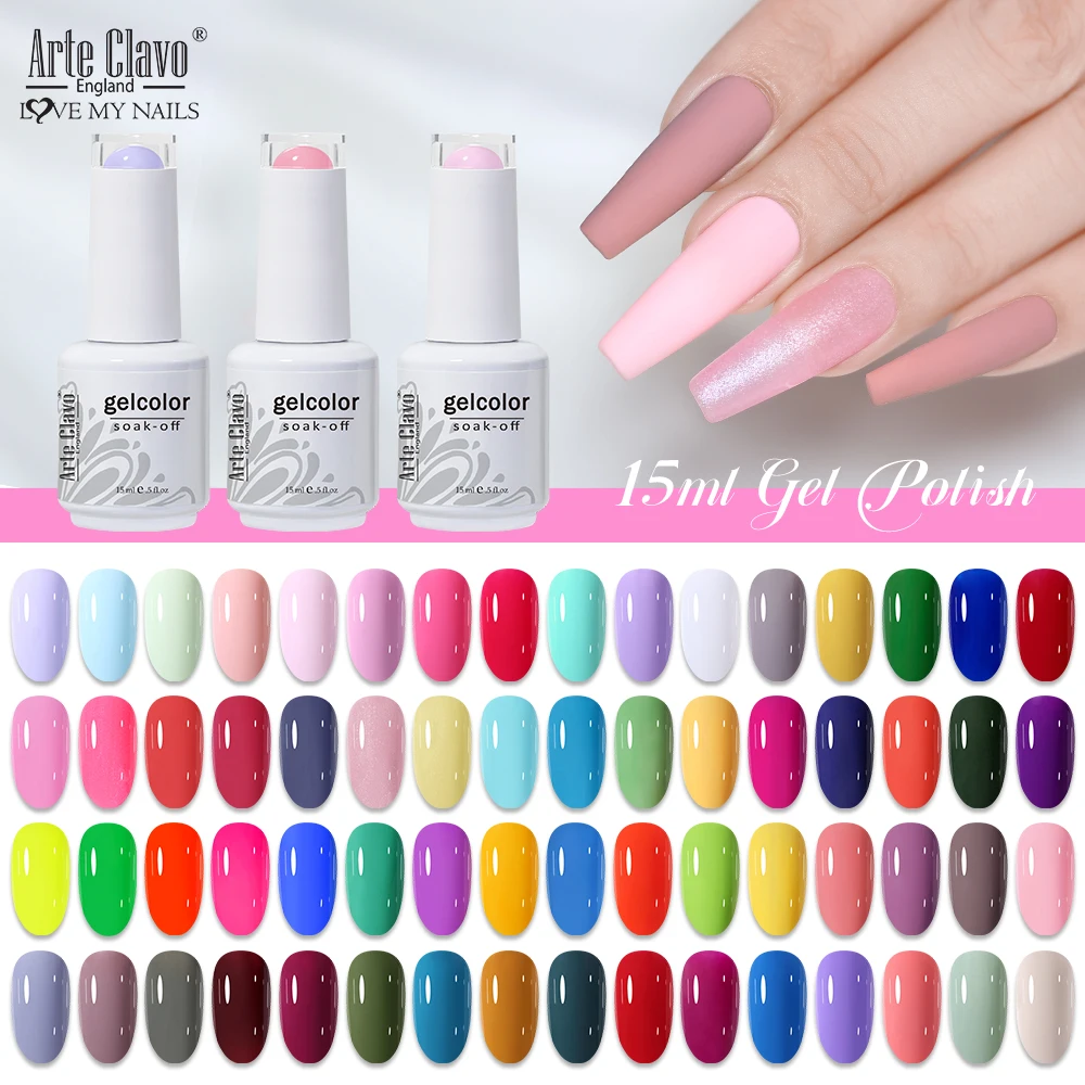 Arte Clavo 15ML Nagel Gel Polnisch Für Maniküre Semi Permanent Lacke Soak Off Gel UV LED Basis Super Top matte Mantel Gel Nägel
