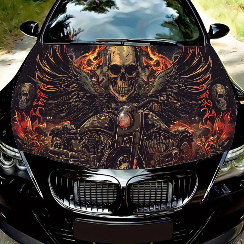 

Skulls and Wings on Motorcycles, Car Hood Decals, Car Hood Stickers, Car Hood Wraps, Gifts, Self-adhesive Waterproof, Decorative