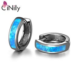 CiNily Colorful Optional Opal Hoop Earrings Rose Gold/Silver Plated  Fashion Jewelry for Women Girls Mini Small Round Earrings