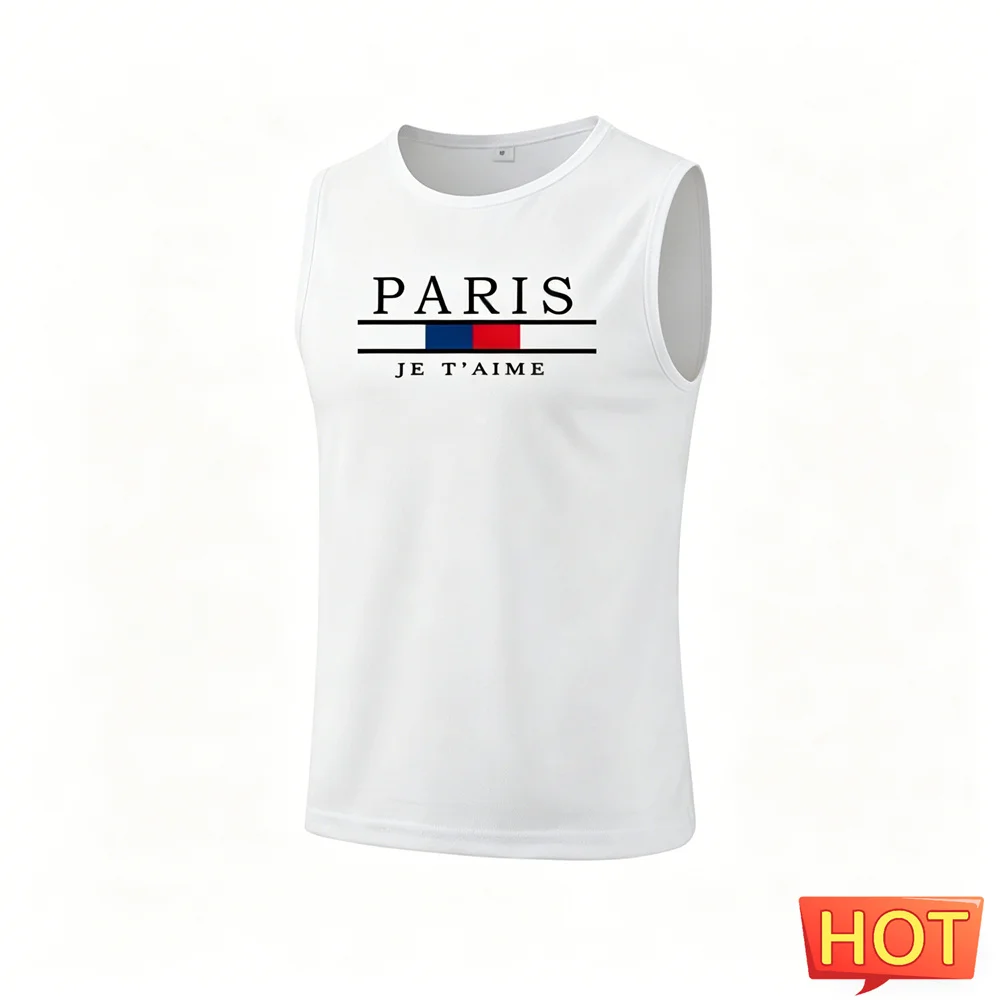 GYM Graphic Men's sleeveless T-shirt Plus Size Men Clothing Quick-drying O-neck men's t-shirts and tank tops Breathable Man vest