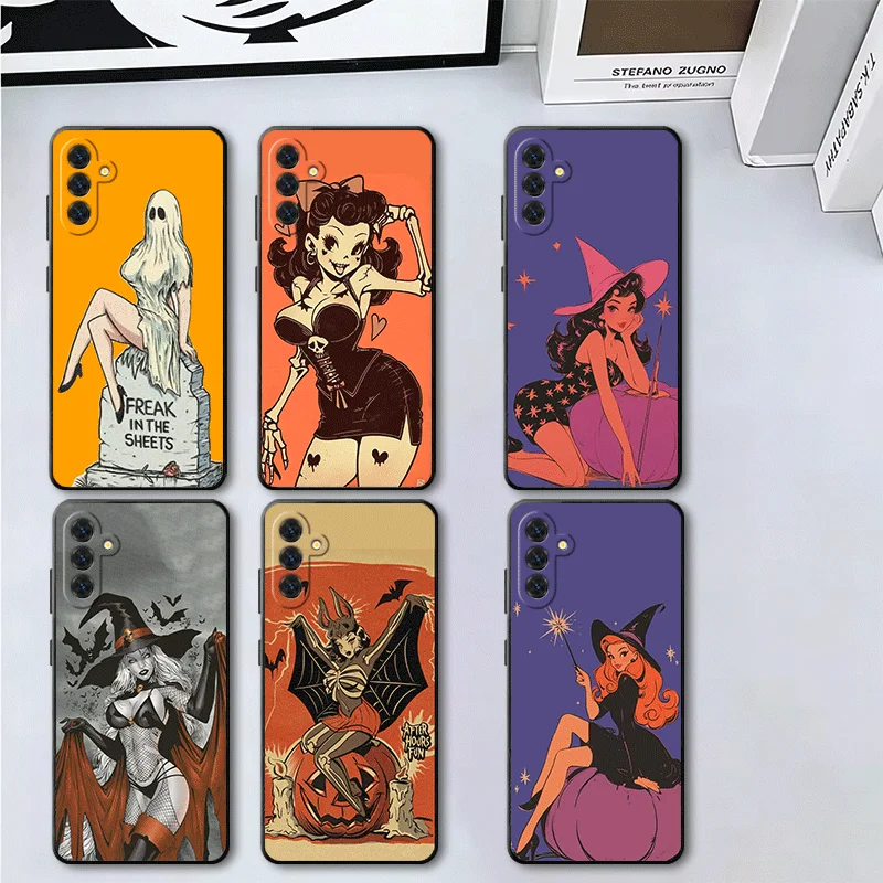 Halloween-Costumed Girl Soft Phone Case for Samsung A17 A37 A57 A16 A26 A36 A56 A15 A25 A35 A55 A14 A24 A34 A54 A13 A33 A53 Blac