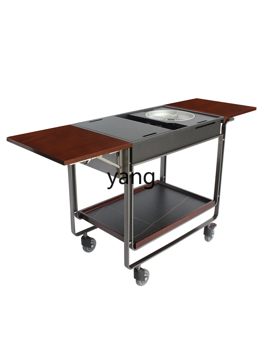 

LMMSouth Portable Gas Stove Cooking Cart Hotel Restaurant Mobile Solid Wood Cooking Hall Car Making