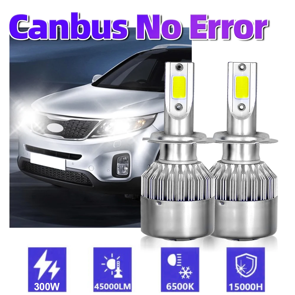 

45000LM Canbus H7 LED Headlights 300W Canbus No Error Car Light 6500K H1 H3 H4 H11 9005 HB3 9006 HB4 Auto Headlamp Bulbs 12V 24V