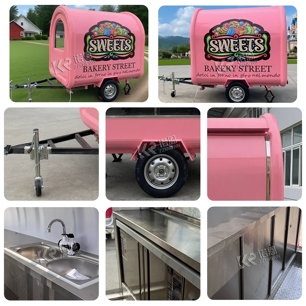 Mobiele Hotdog-ijskar Food Truck Mobiele BBQ Koffie Catering Trailer Voedselaanhangwagen met volledige auto-accessoires