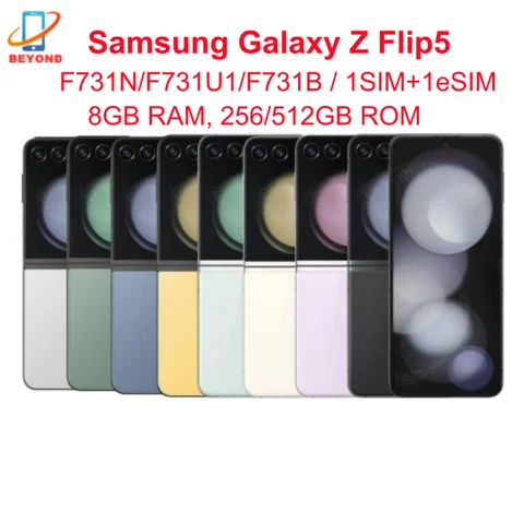 Samsung Galaxy Z Flip 5 Flip5 5G F731B F731N F731U1 6.7" AMOLED NFC Snapdragon Foldable Original 99% New Android Cell Phone
