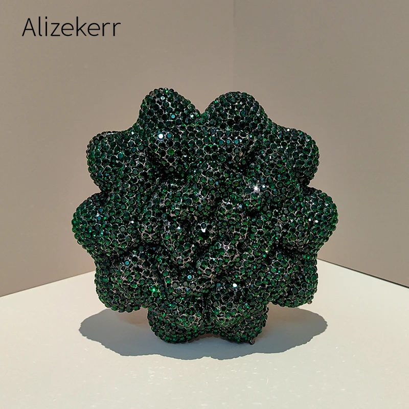 

Alizekerr Flower Rhinestone Evening Bags Women Luxury Designer Gorgeous Diamond Metal Clutch Purses And Handbags Wedding Party