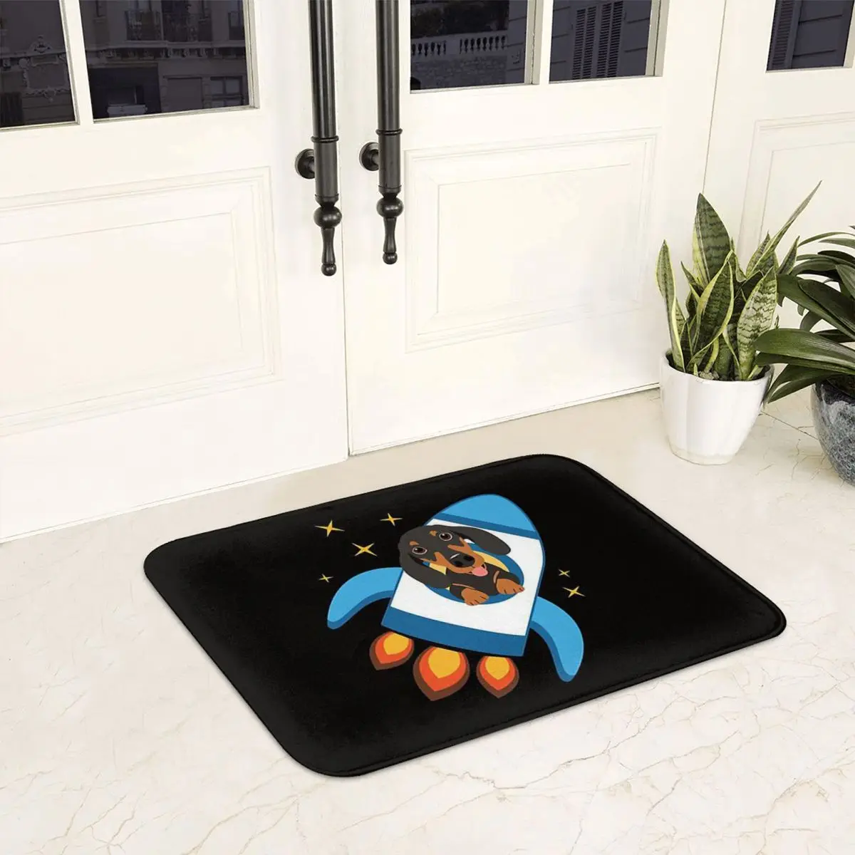 Funny Dachshund Sausage Dog Space Rocket Doormat Anti-skid Bathroom Floor Mats Home Entrance Rugs Bedroom Carpet Outdoor Footpad