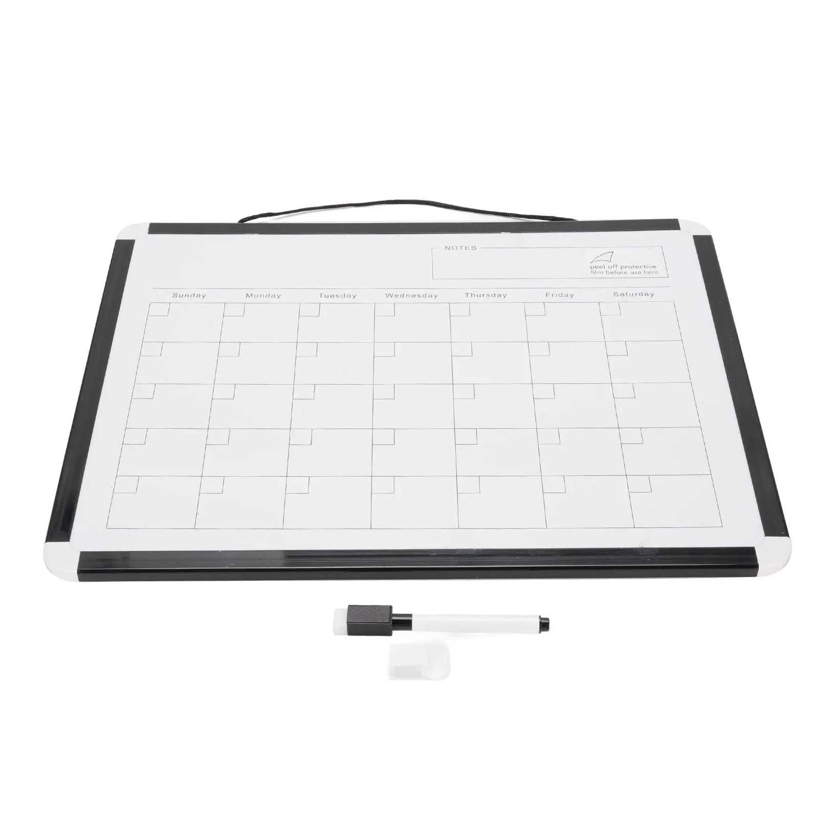 Lavagna cancellabile a secco Calendario mensile da parete Lavagna bianca magnetica portatile bifacciale con cornice in alluminio nero per la casa