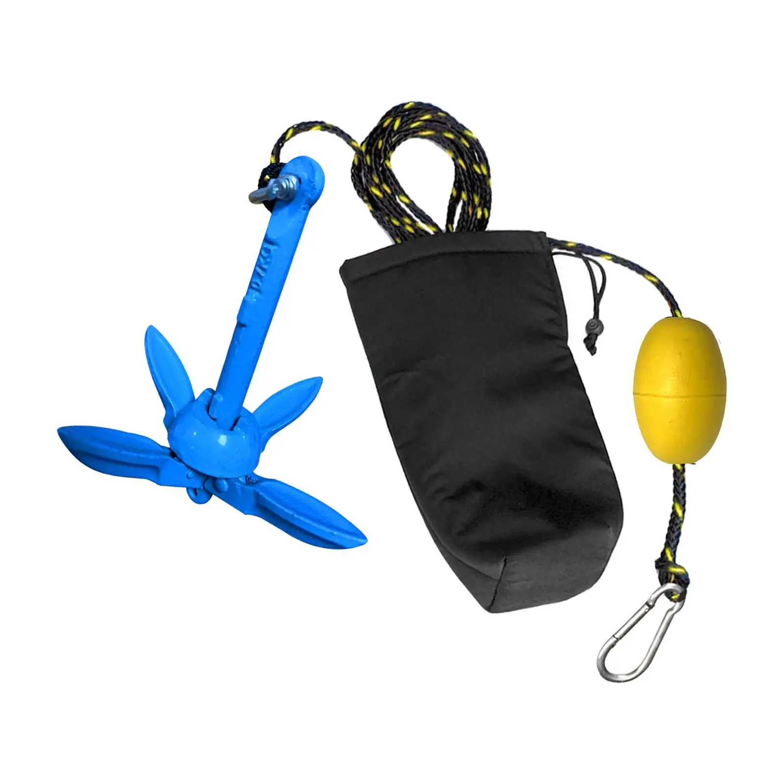 Complete Grapnel Anchor Kit 3.3lb Small Watercraft Anchor Buoy Kit Kayaks Blue 4 Claw Folding Anchor Fishing Marine Small Boats